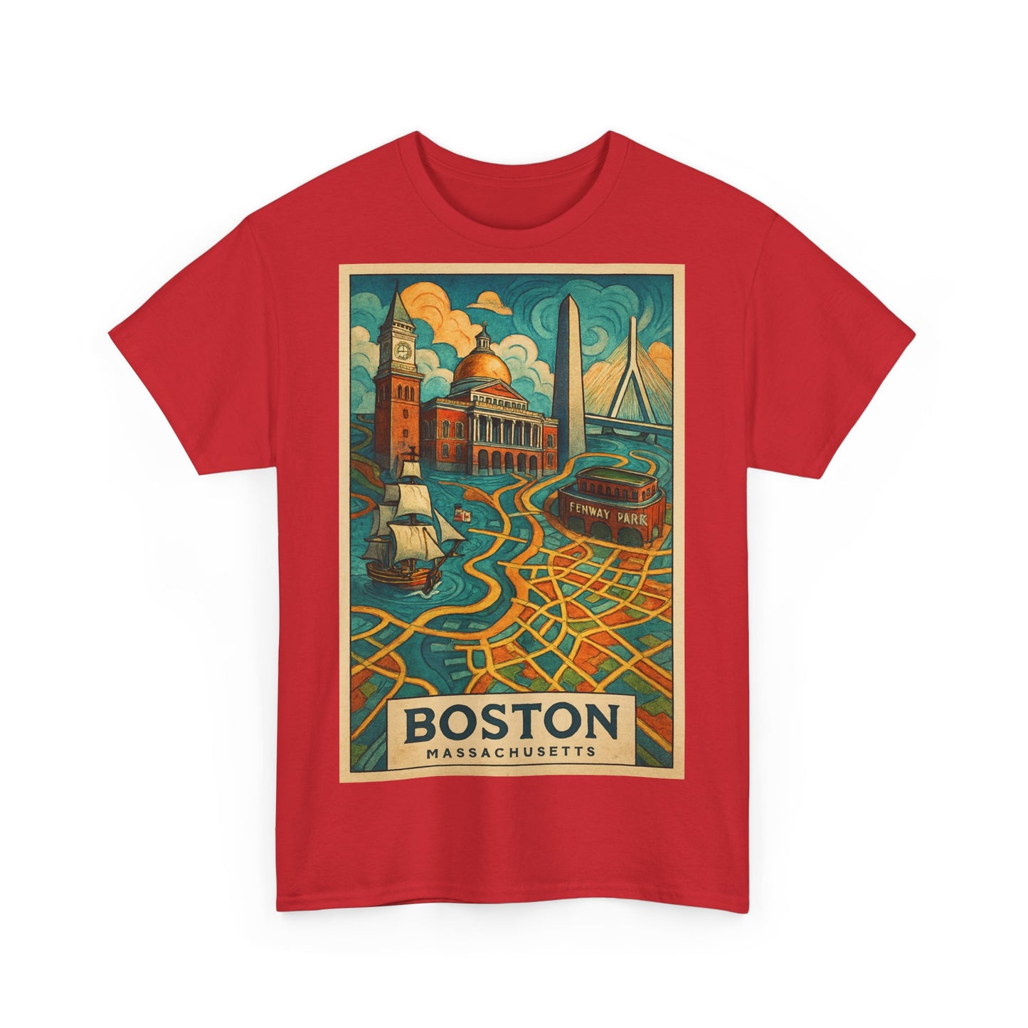 Adult Unisex Boston Surreal Travel Art Tee