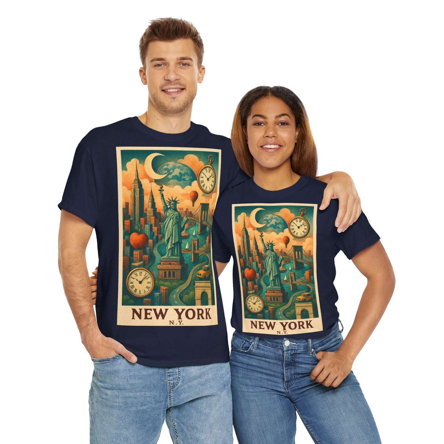 Adult Unisex Surreal Vintage New York Skyline Tee