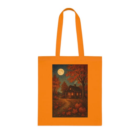 Autumn Cozy Cabin Themed Cotton Tote Bag