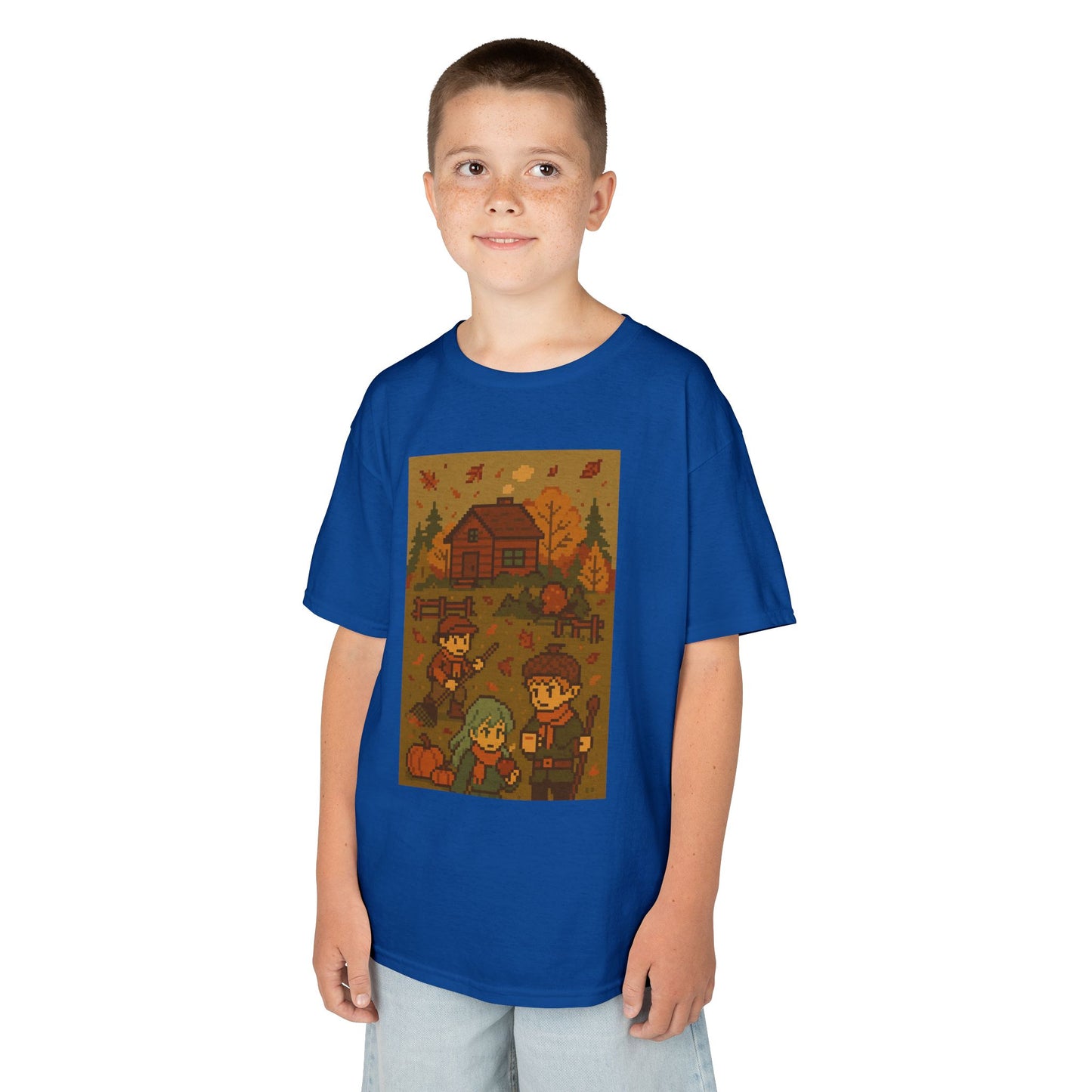 Autumn Kids Pixelated Cabin Theme Tee
