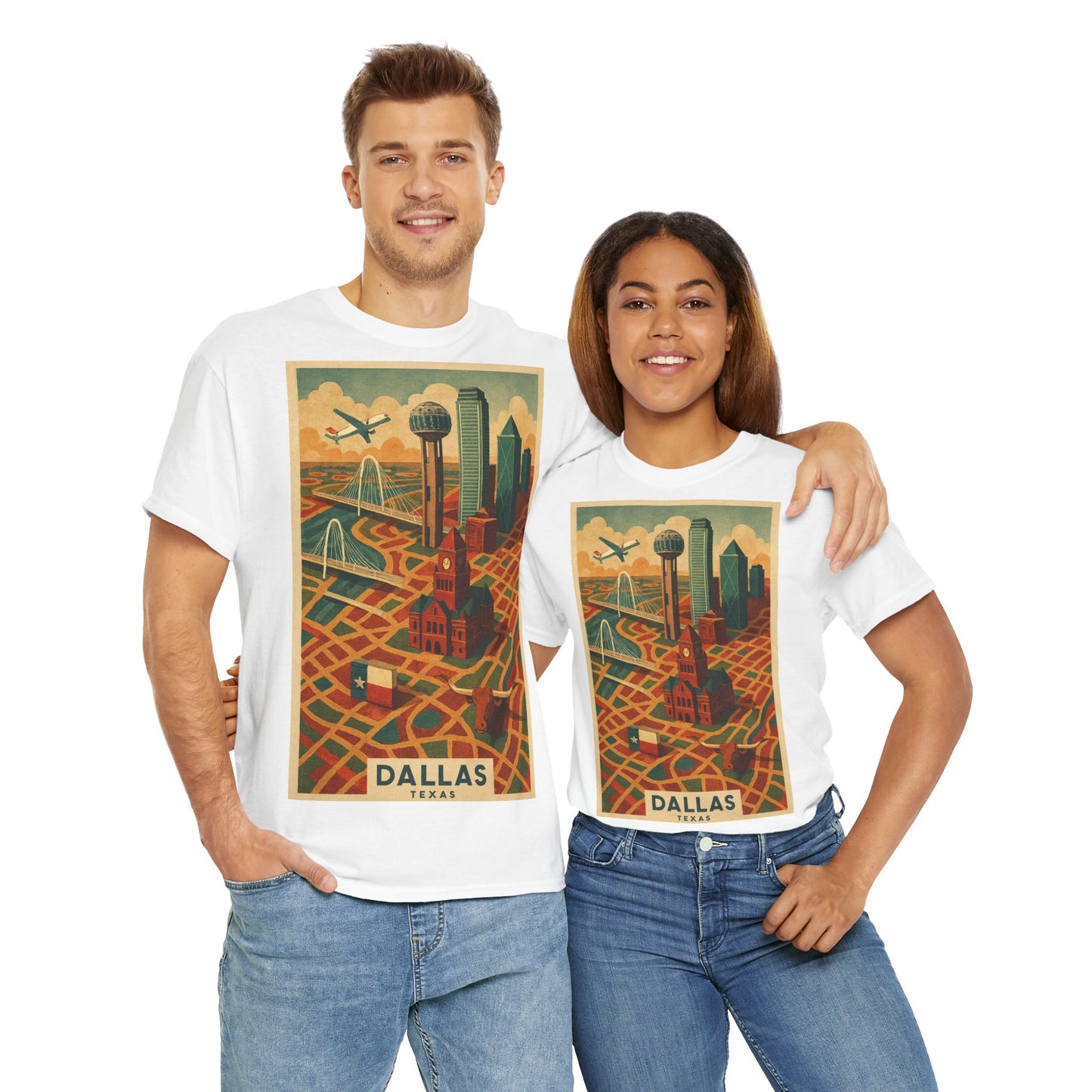 Adult Unisex Dallas Surreal Vintage Map Tee