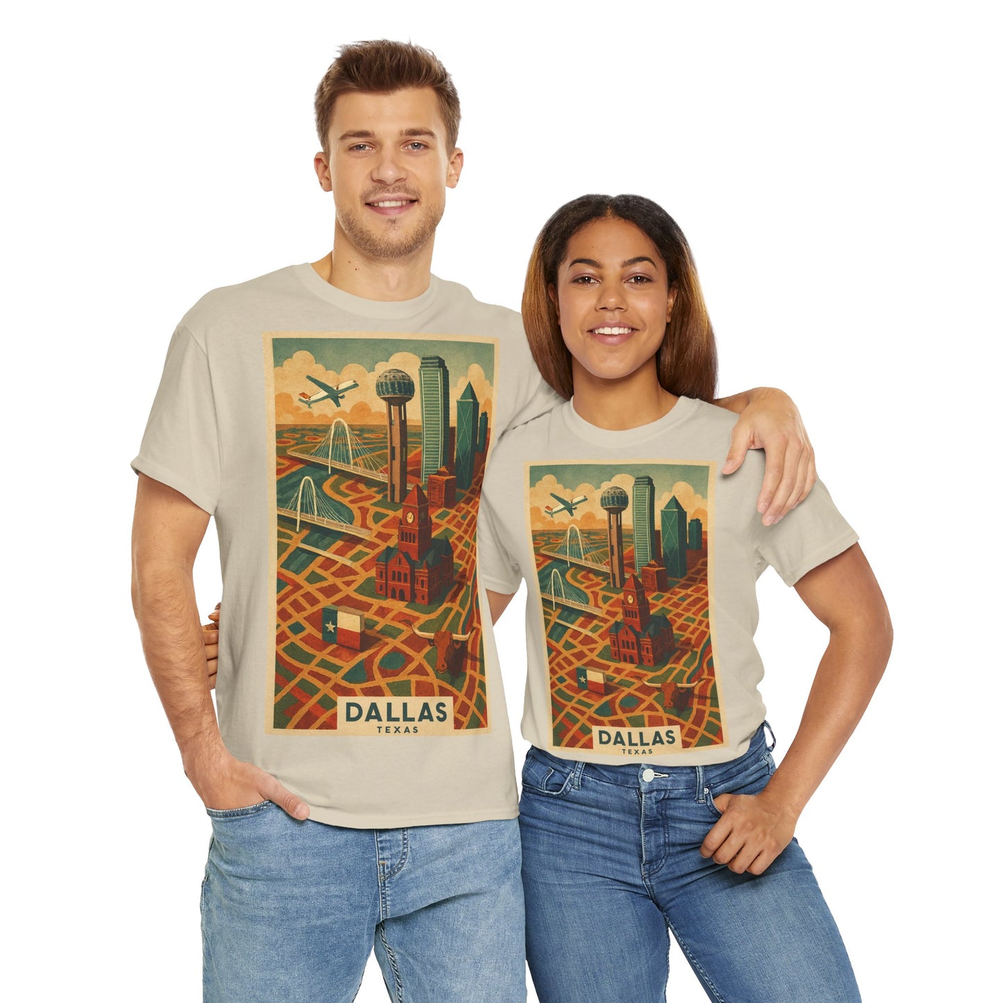 Adult Unisex Dallas Surreal Vintage Map Tee