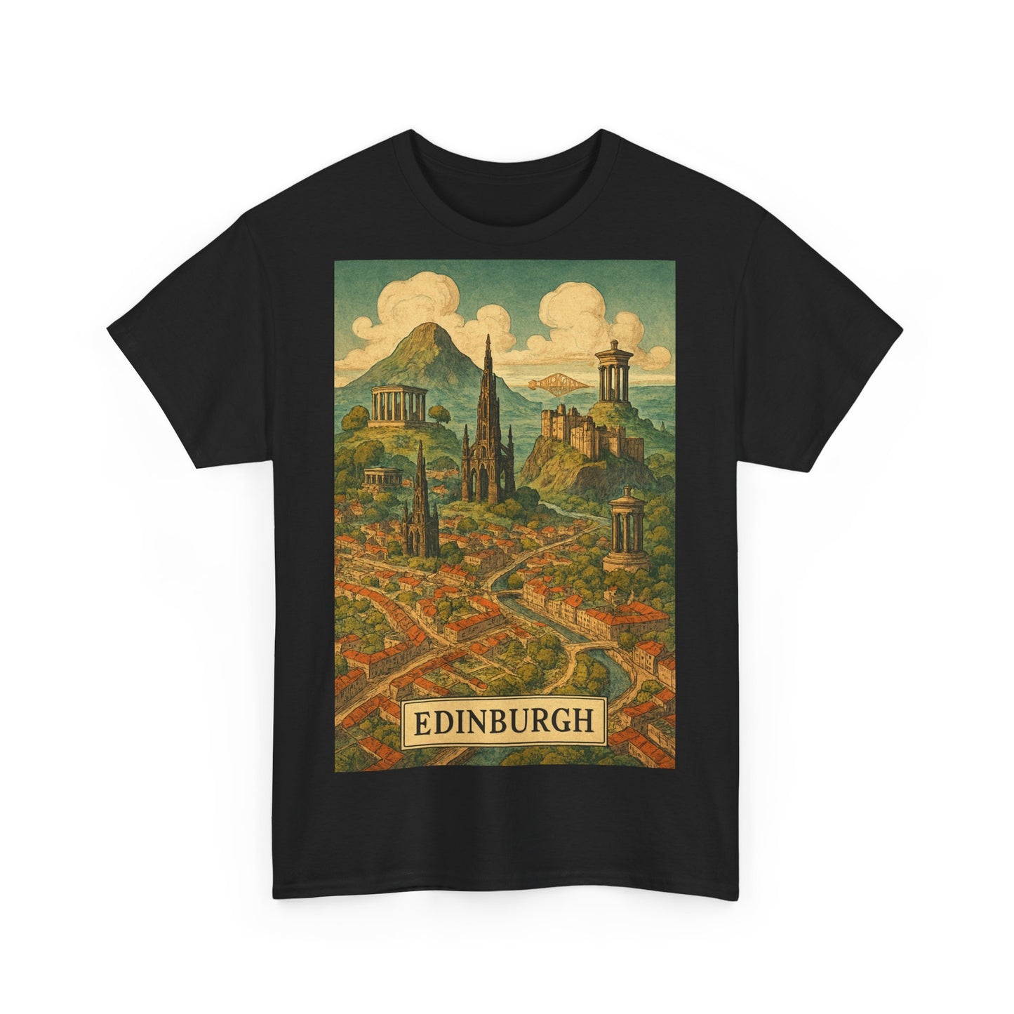Adult Unisex Surreal Edinburgh Scenic Vintage Tee