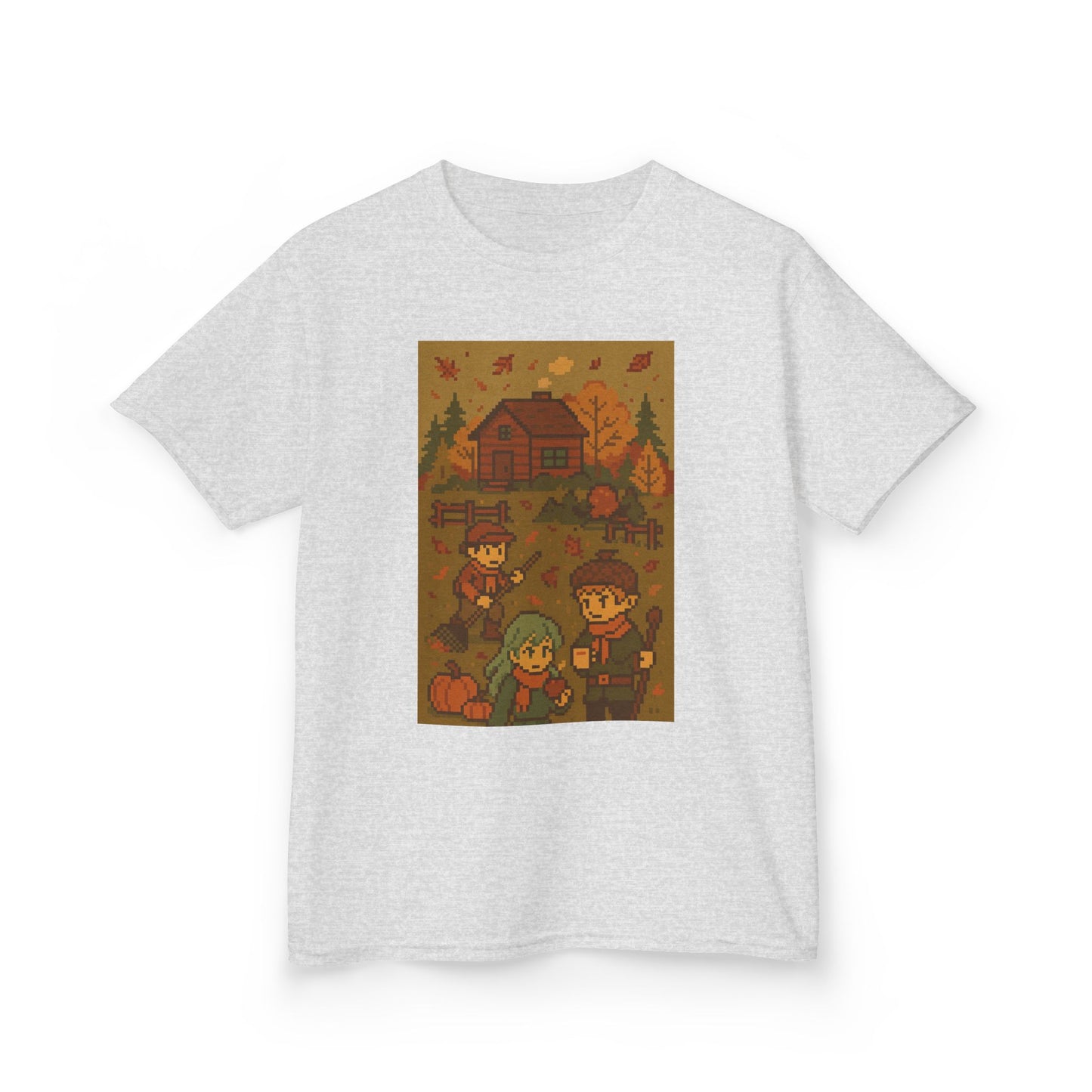 Autumn Kids Pixelated Cabin Theme Tee
