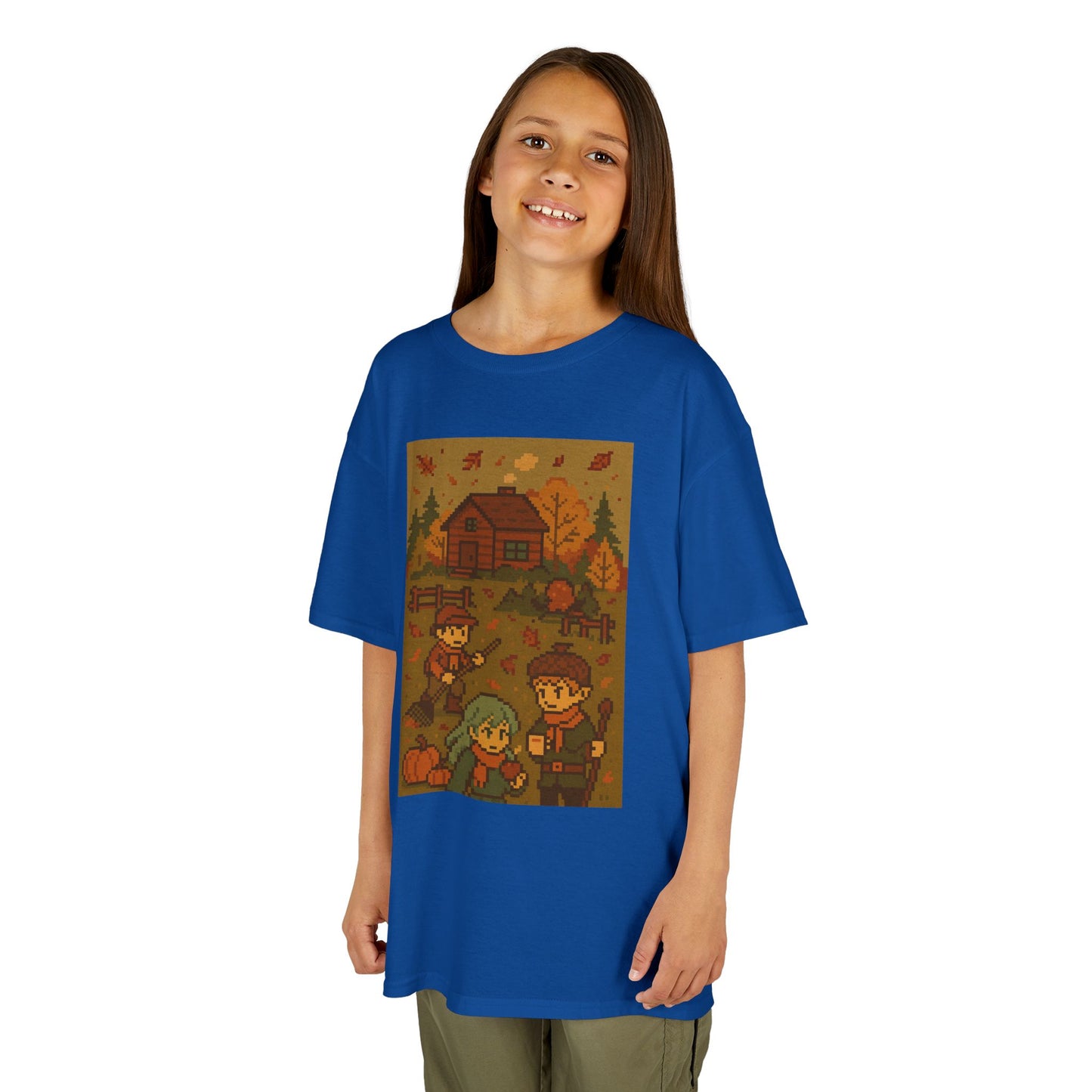 Autumn Kids Pixelated Cabin Theme Tee