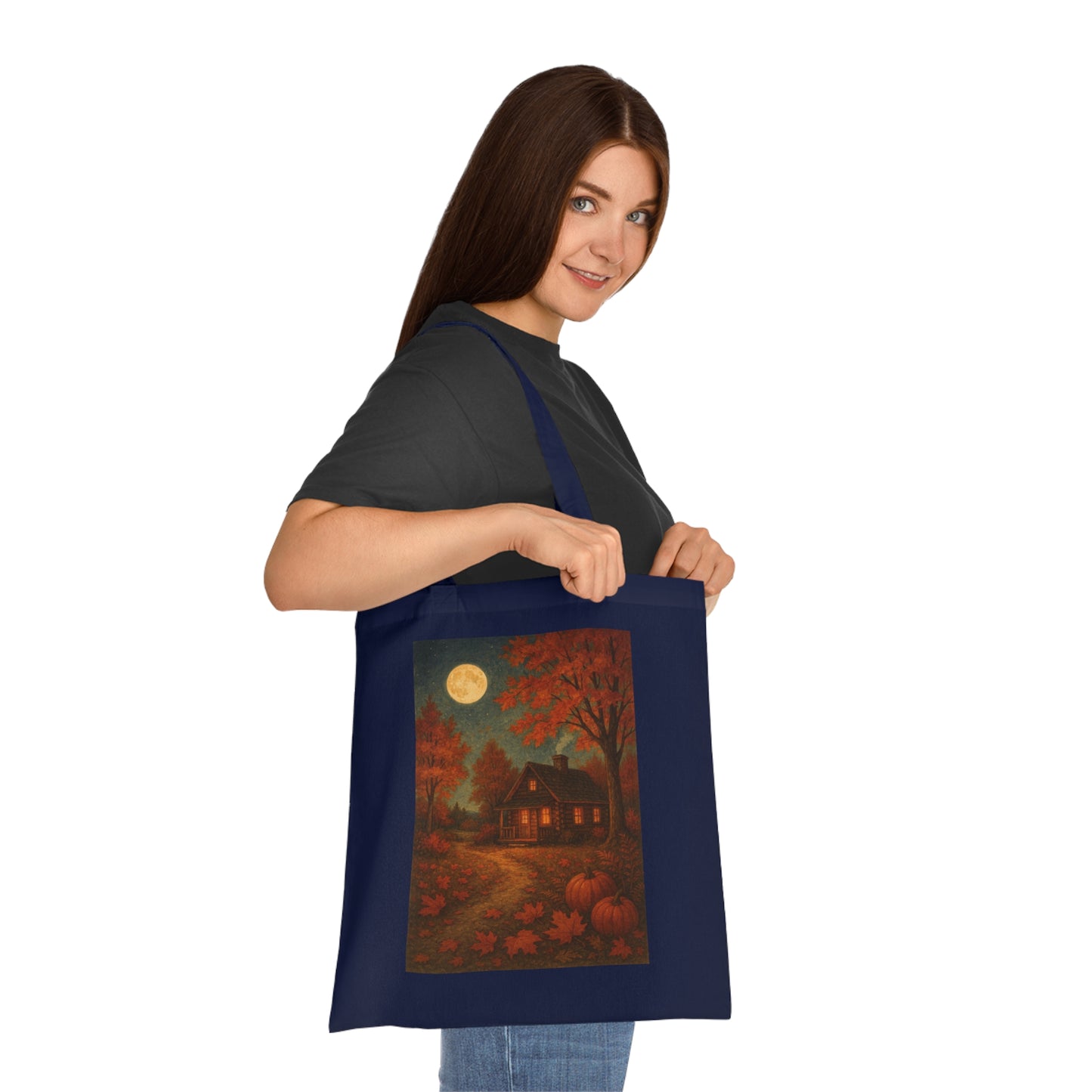 Autumn Cozy Cabin Themed Cotton Tote Bag