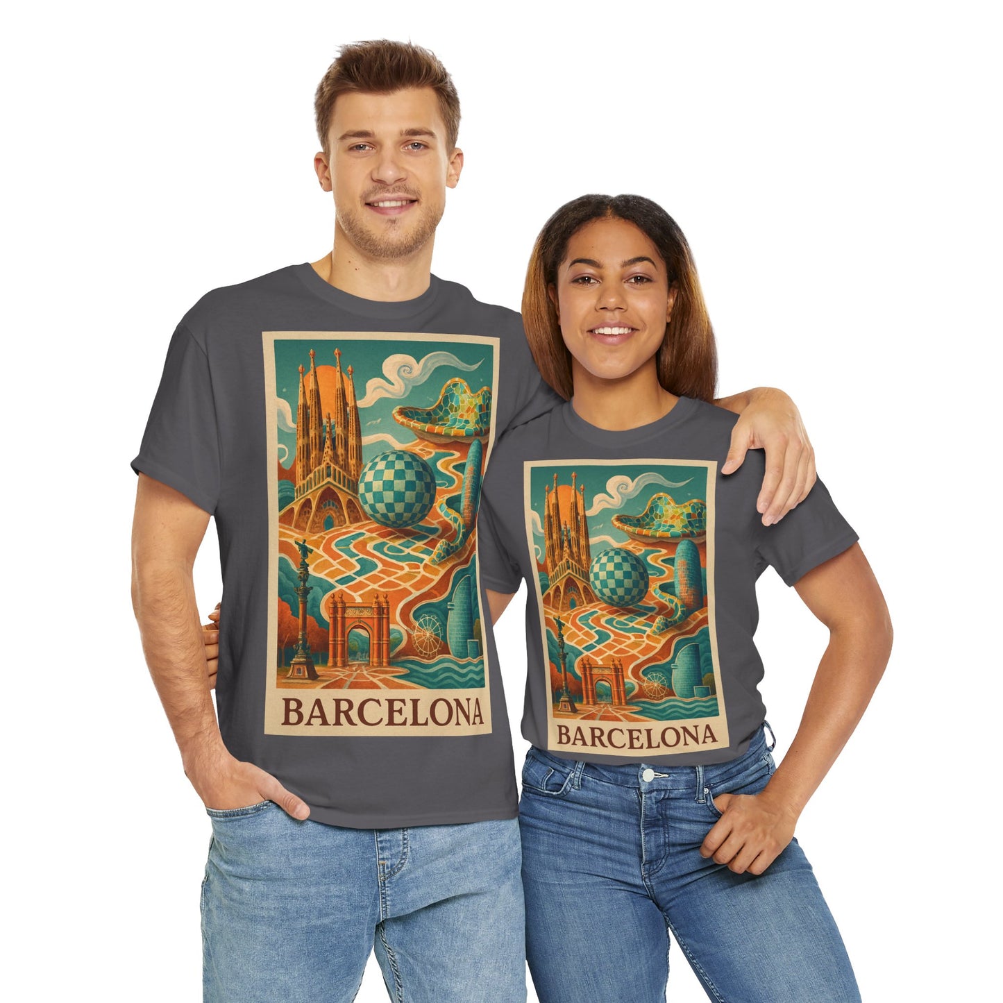 Adult Unisex Vintage Surreal Barcelona Graphic Tee