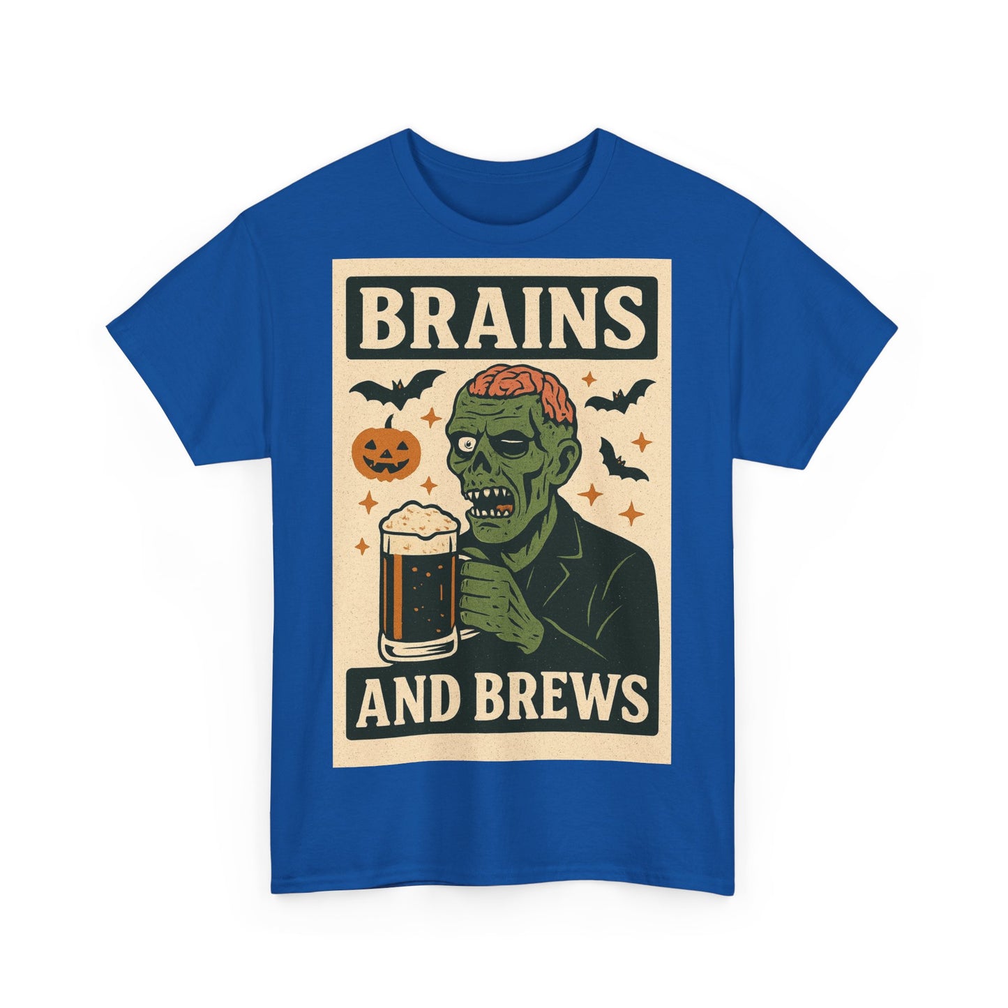 Zombie Brains and Brews Halloween Adult Unisex Tee