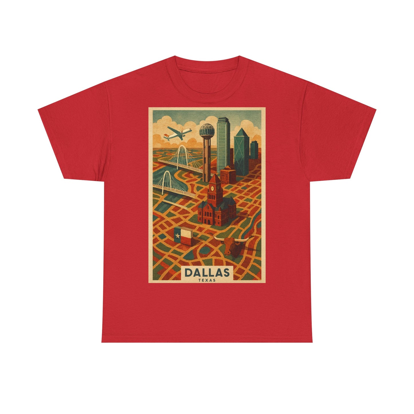 Adult Unisex Dallas Surreal Vintage Map Tee