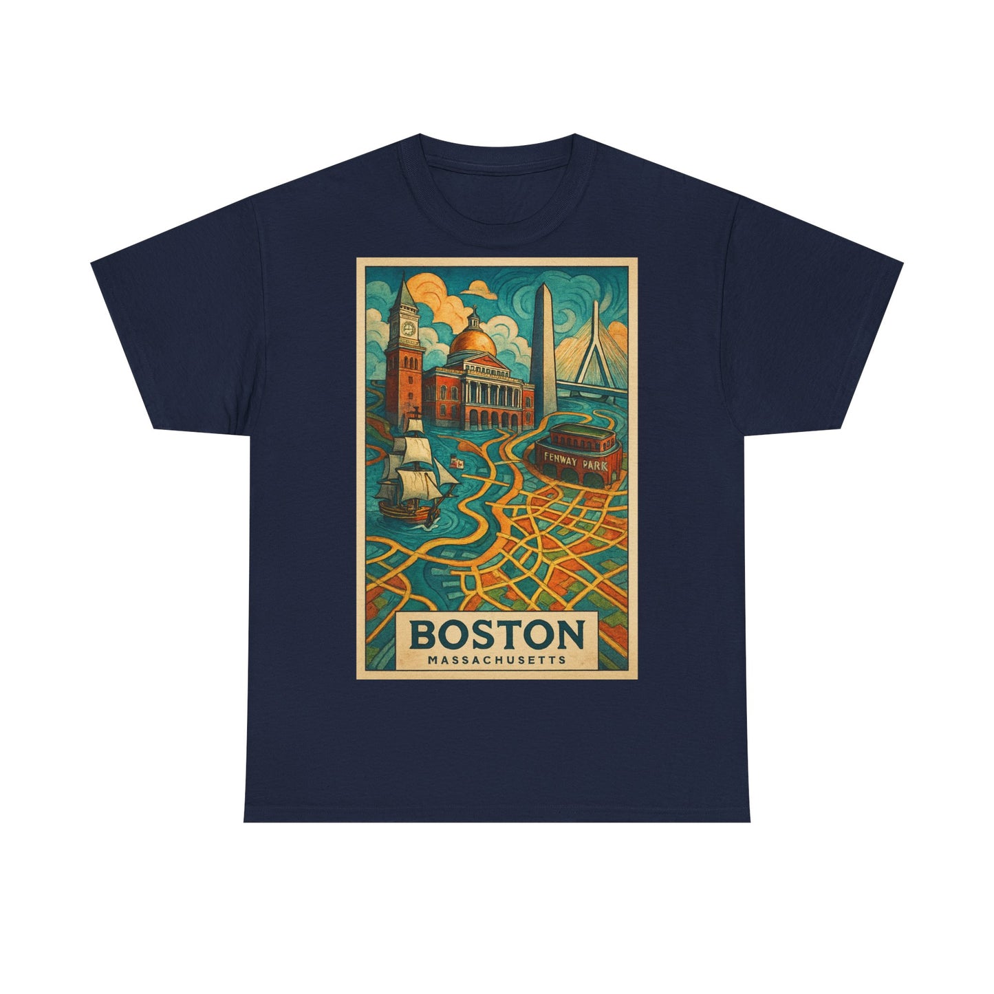 Adult Unisex Boston Surreal Travel Art Tee