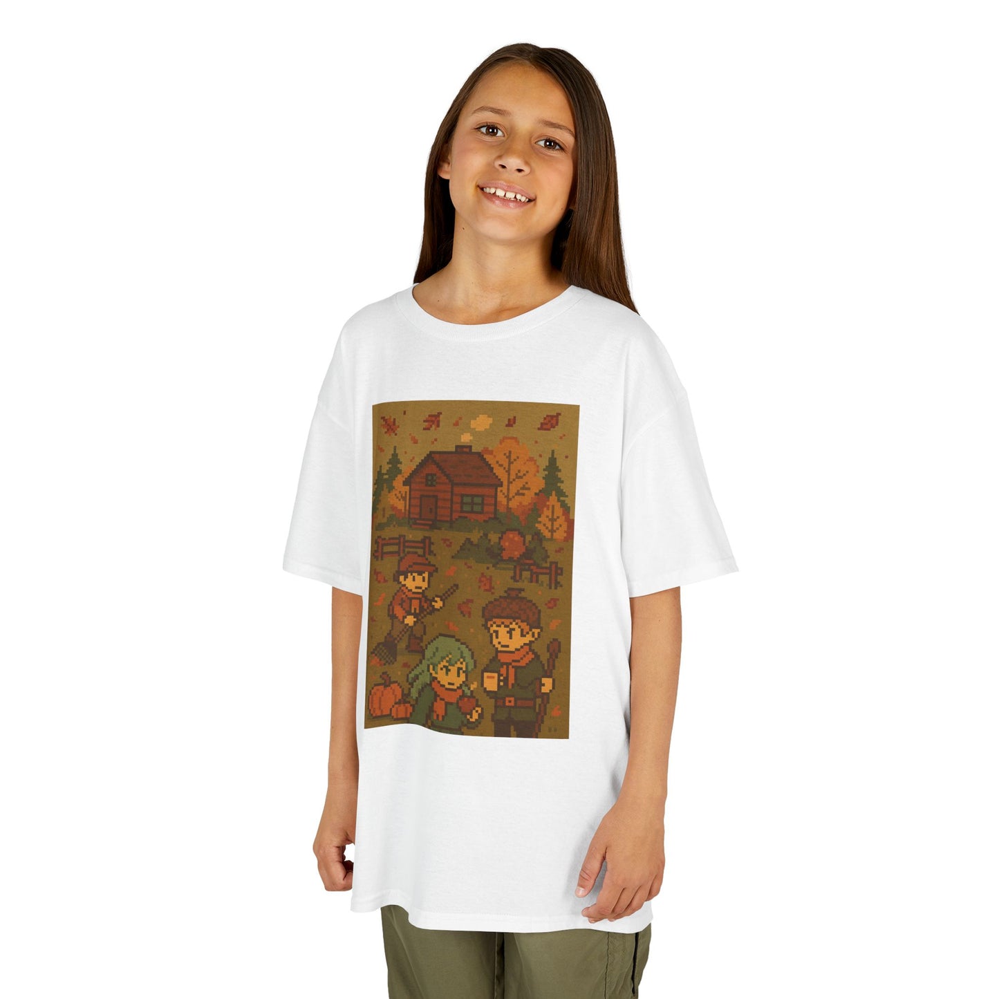 Autumn Kids Pixelated Cabin Theme Tee