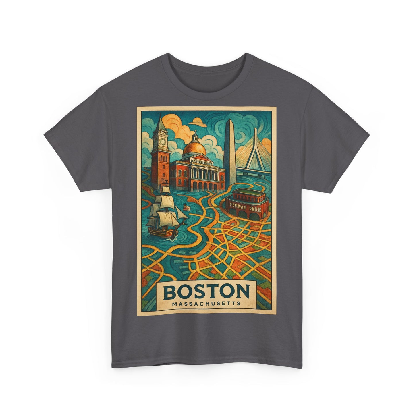 Adult Unisex Boston Surreal Travel Art Tee