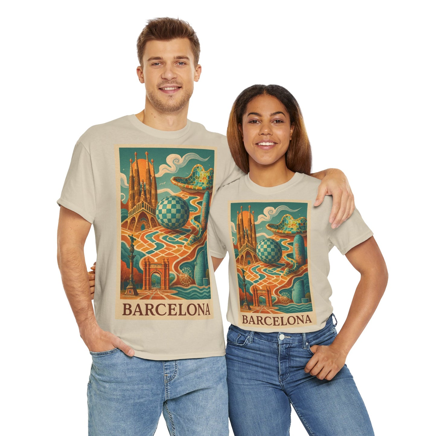 Adult Unisex Vintage Surreal Barcelona Graphic Tee