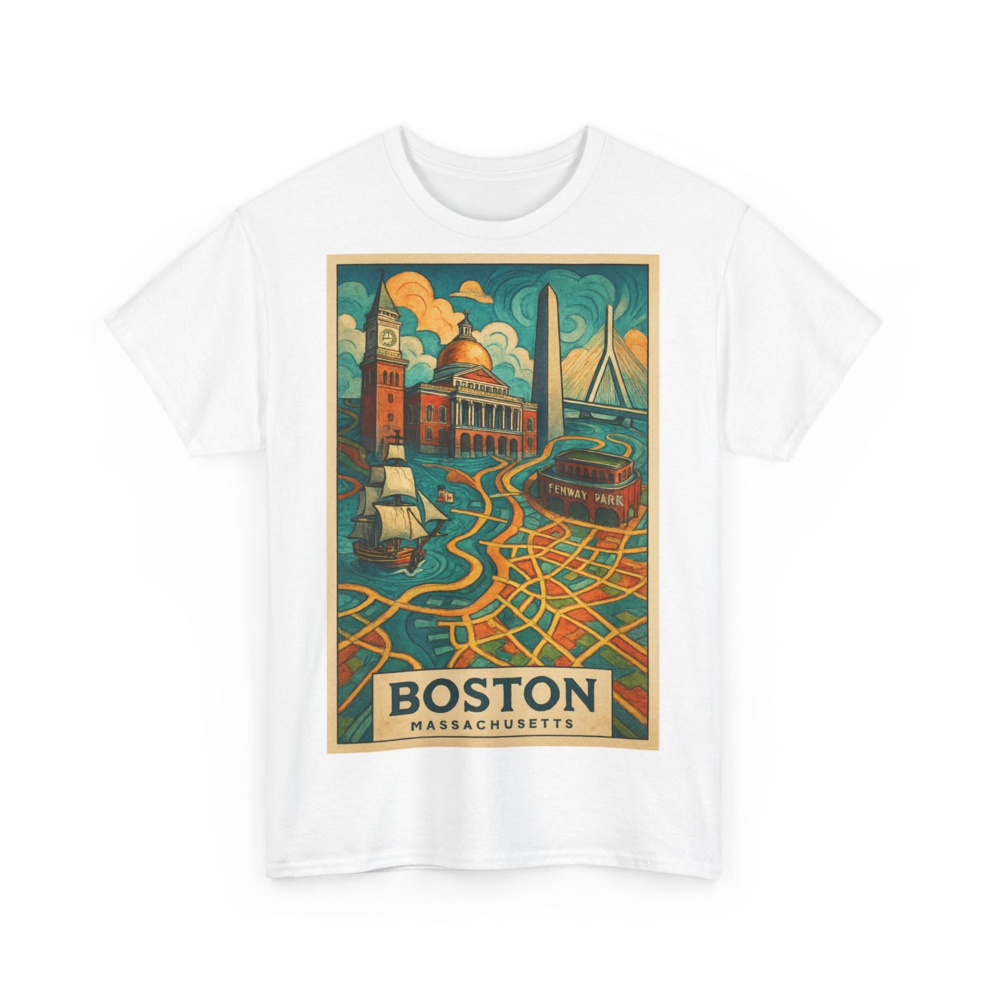 Adult Unisex Boston Surreal Travel Art Tee