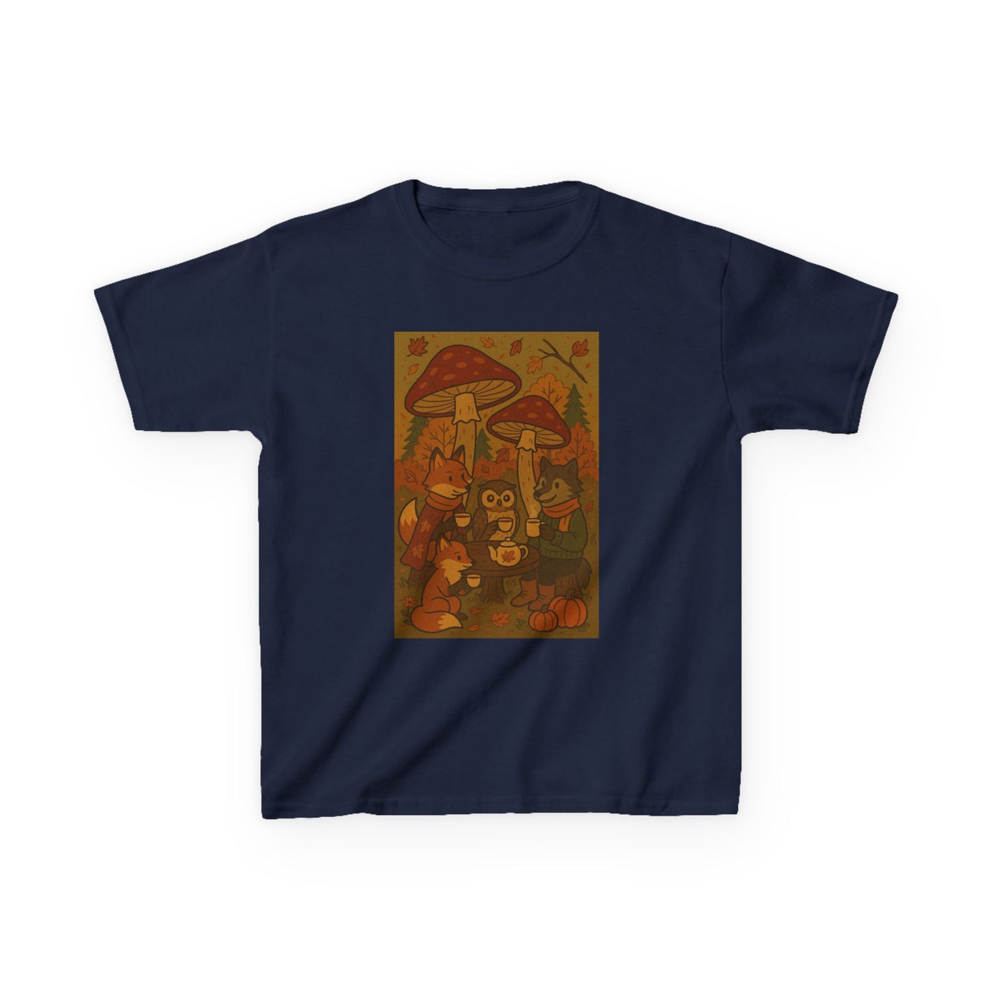 Autumn Whimsical Mushroom Tea Party Kids Tee