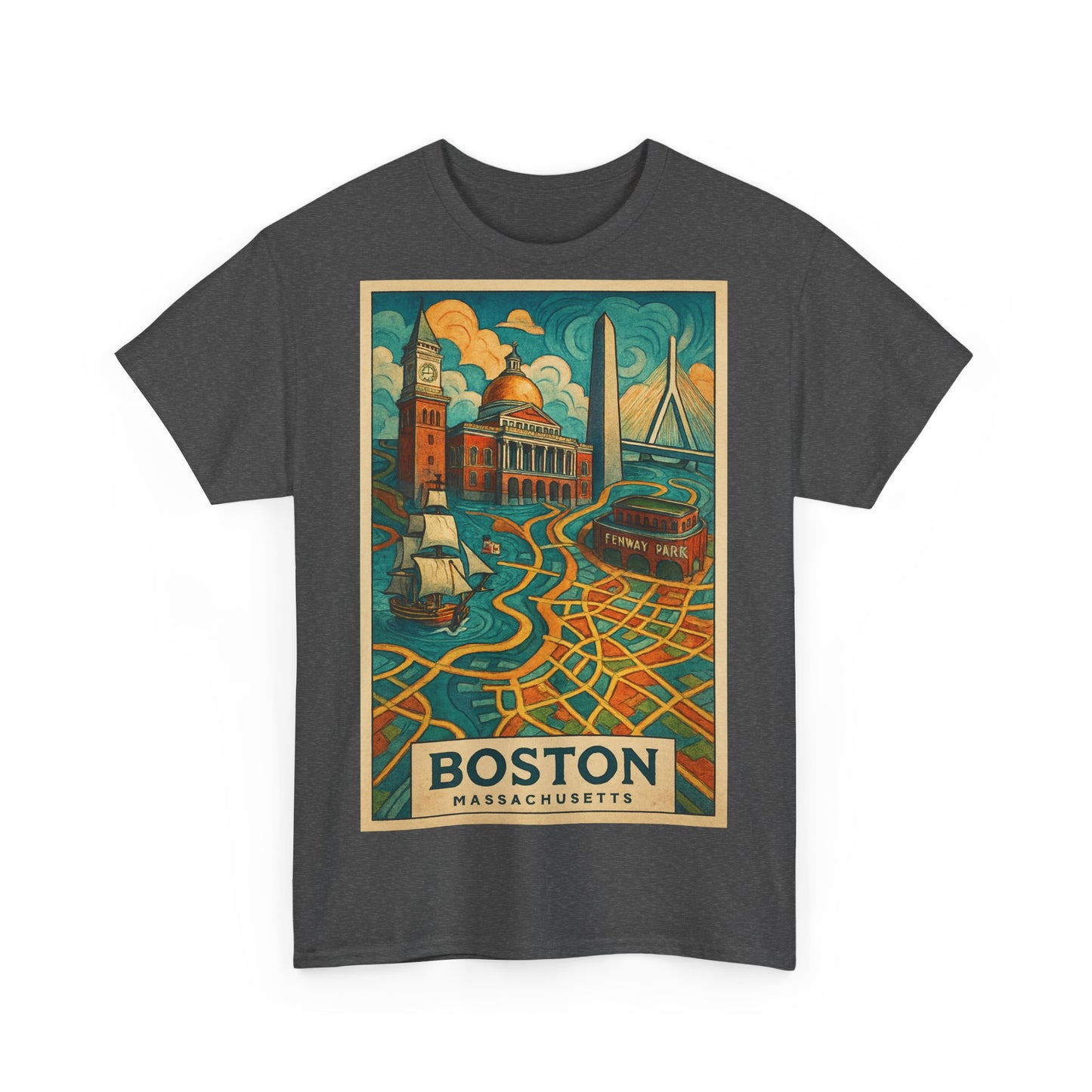 Adult Unisex Boston Surreal Travel Art Tee