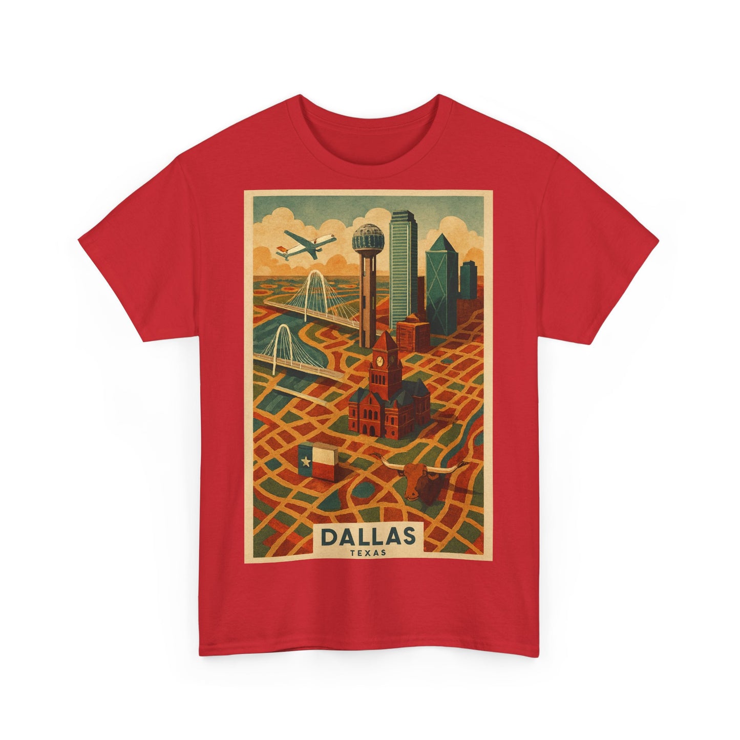 Adult Unisex Dallas Surreal Vintage Map Tee