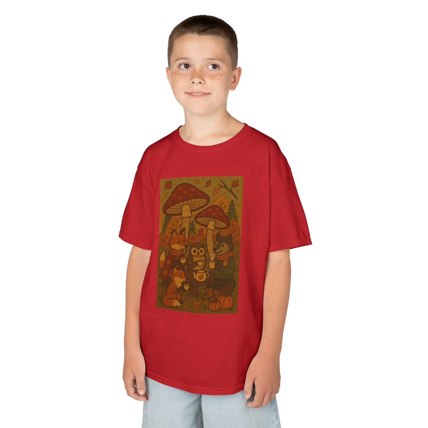 Autumn Whimsical Mushroom Tea Party Kids Tee