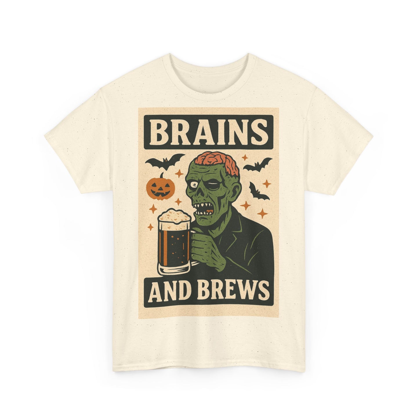 Zombie Brains and Brews Halloween Adult Unisex Tee