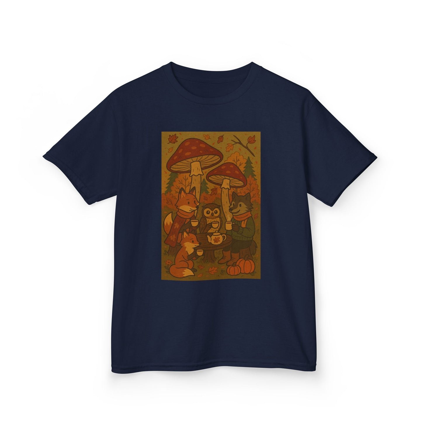 Autumn Whimsical Mushroom Tea Party Kids Tee