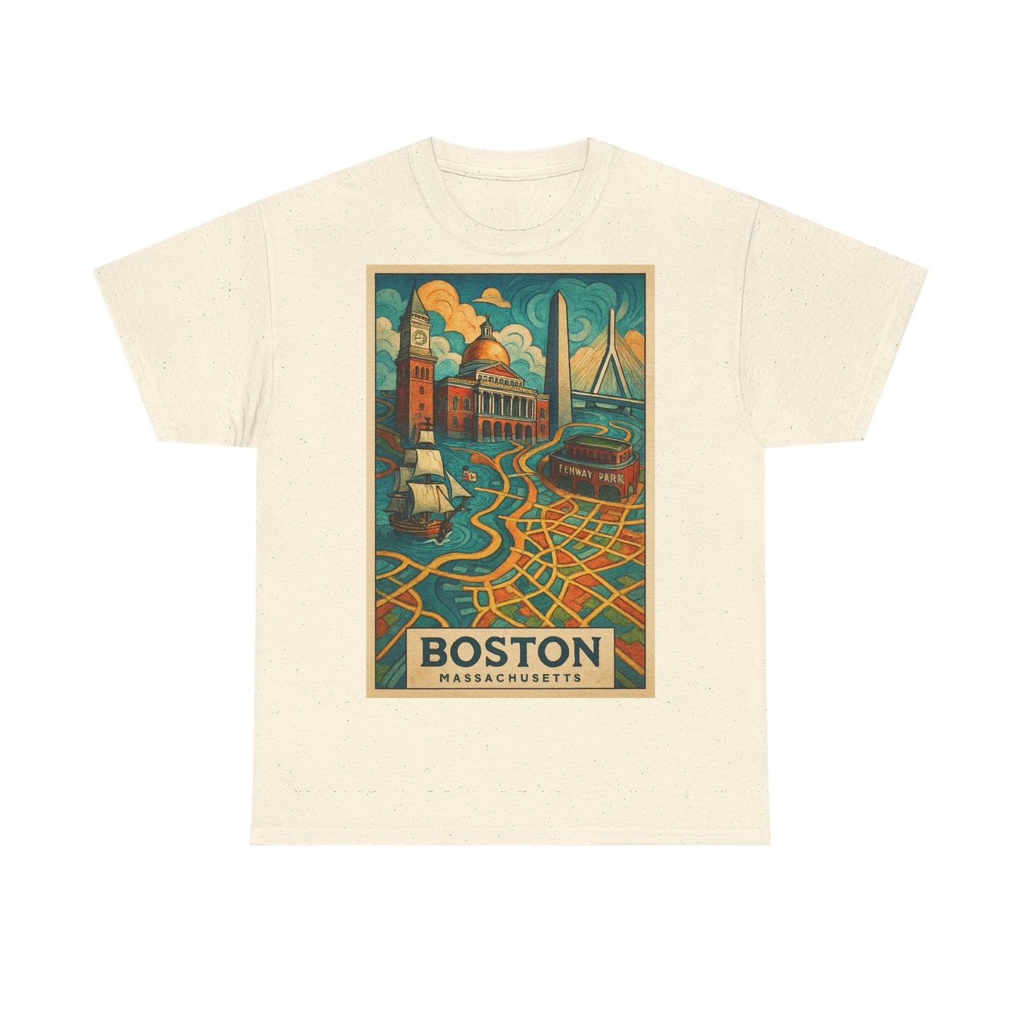 Adult Unisex Boston Surreal Travel Art Tee