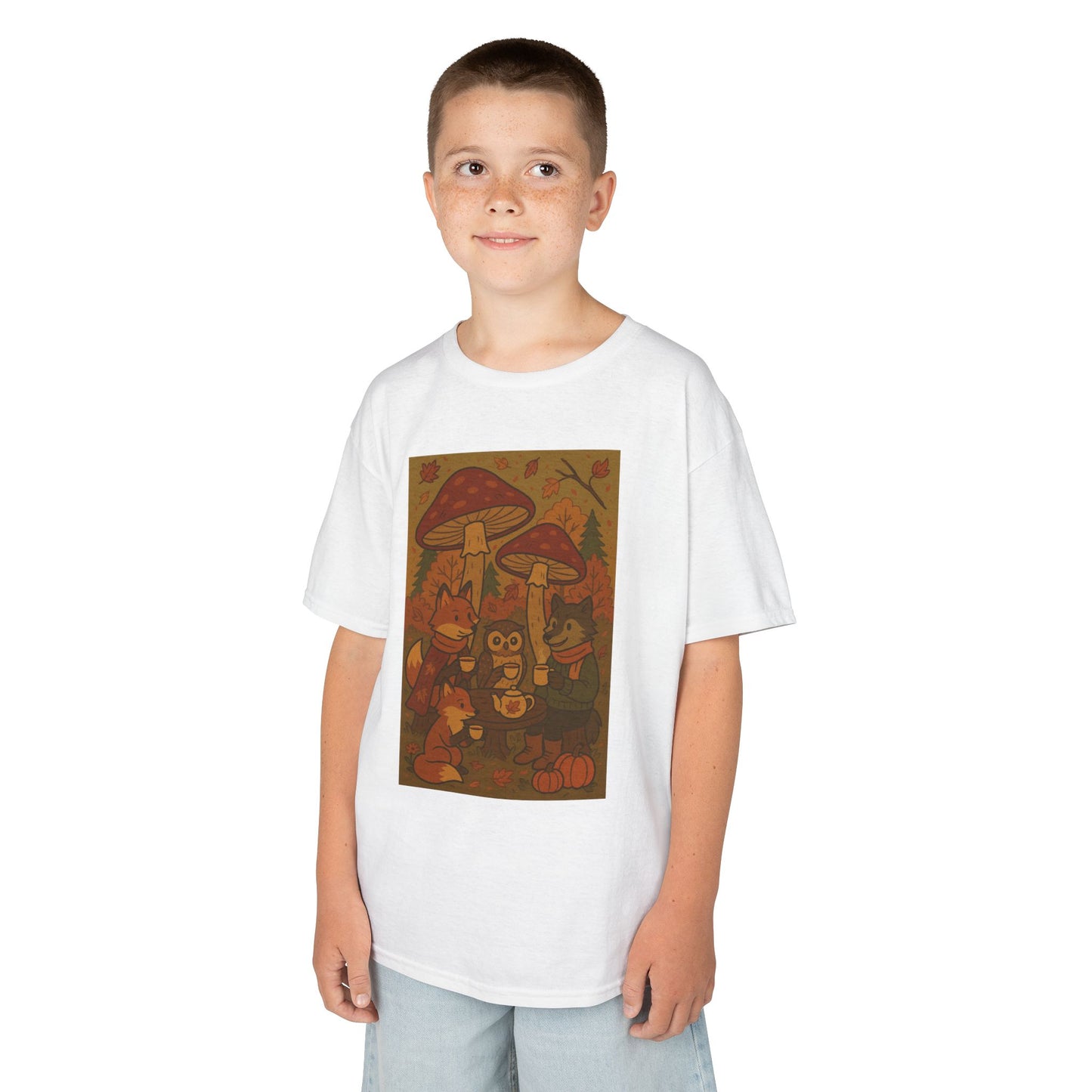 Autumn Whimsical Mushroom Tea Party Kids Tee