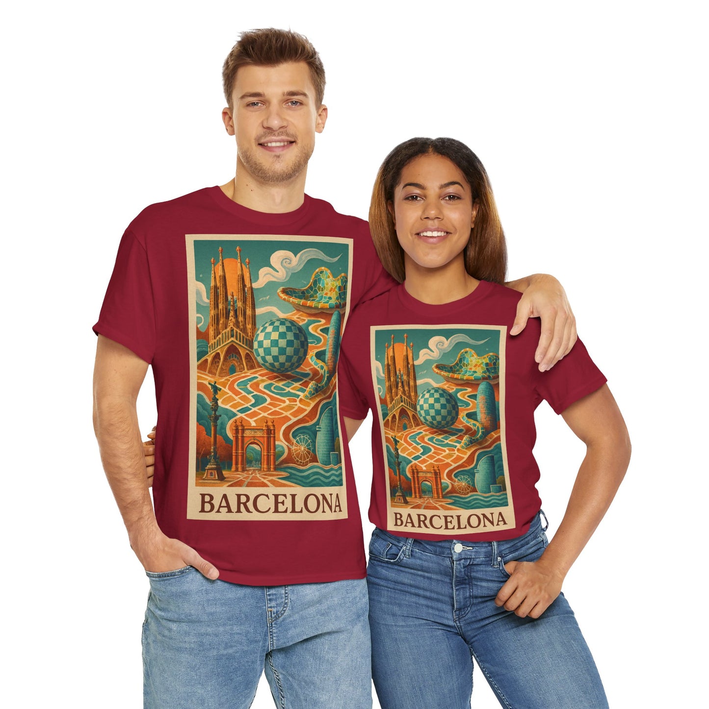 Adult Unisex Vintage Surreal Barcelona Graphic Tee