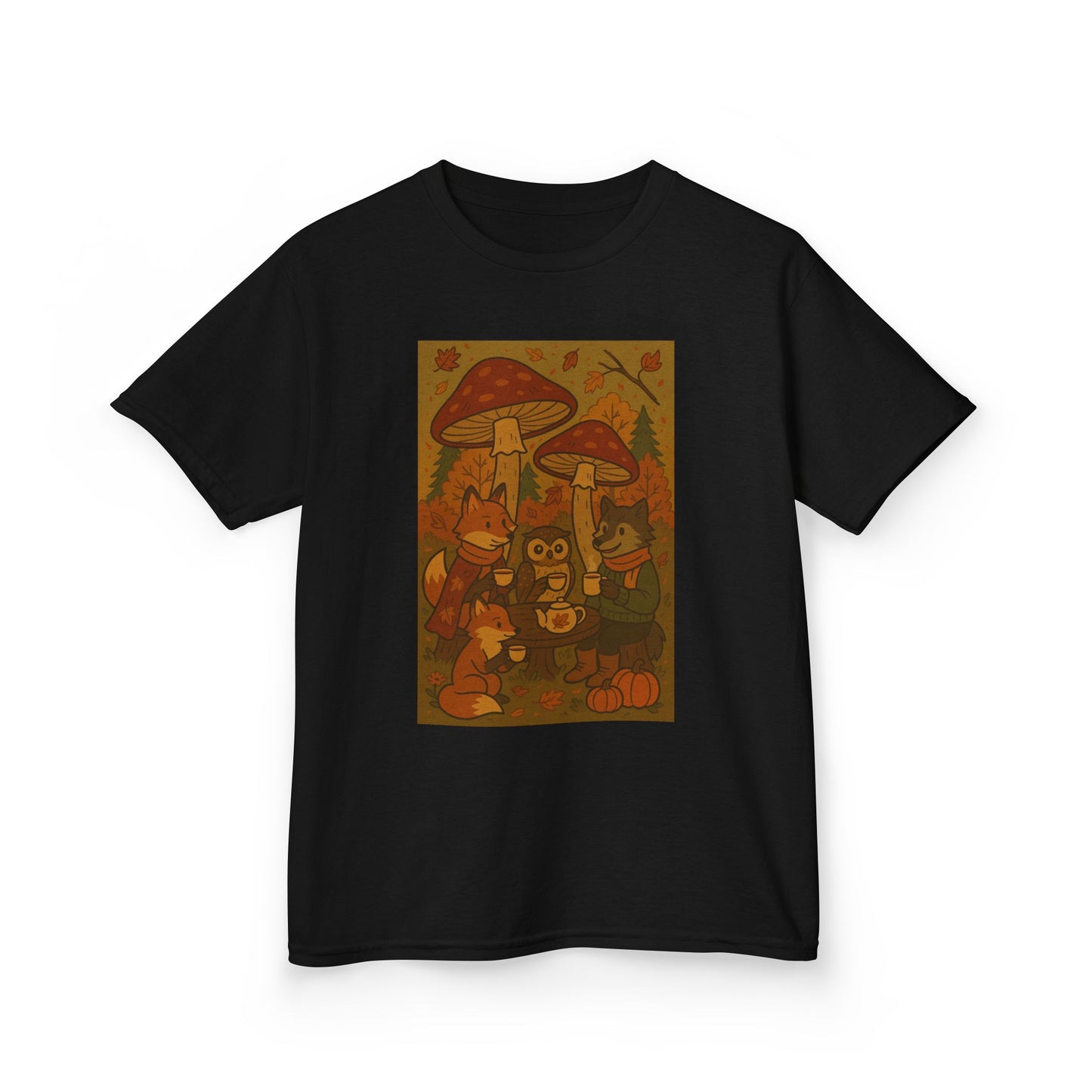 Autumn Whimsical Mushroom Tea Party Kids Tee