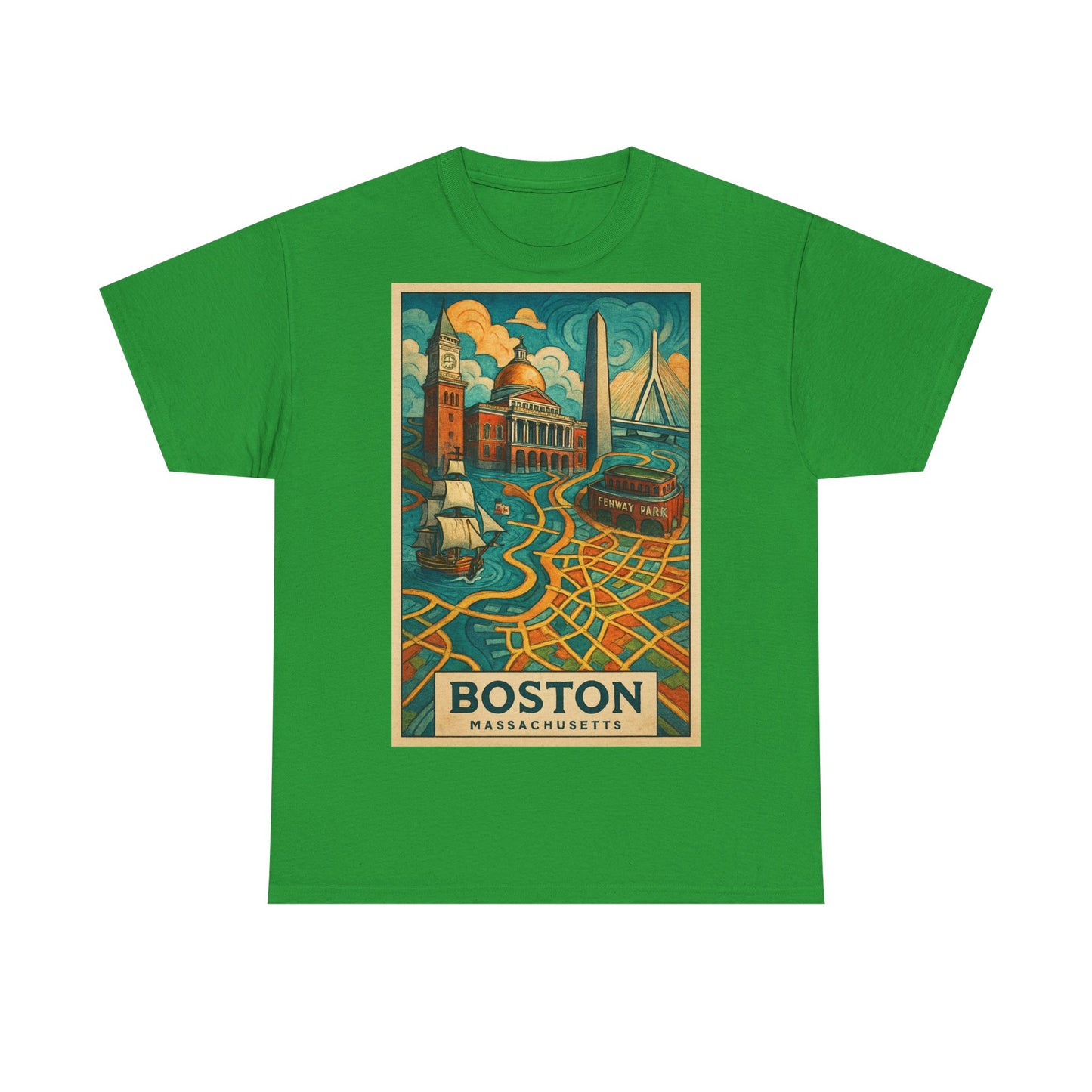 Adult Unisex Boston Surreal Travel Art Tee