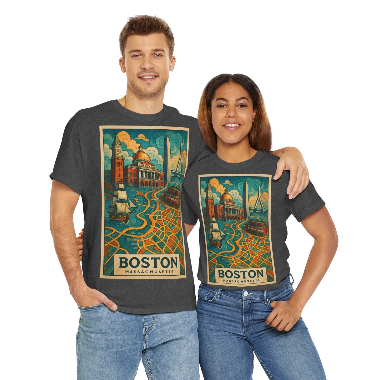 Adult Unisex Boston Surreal Travel Art Tee
