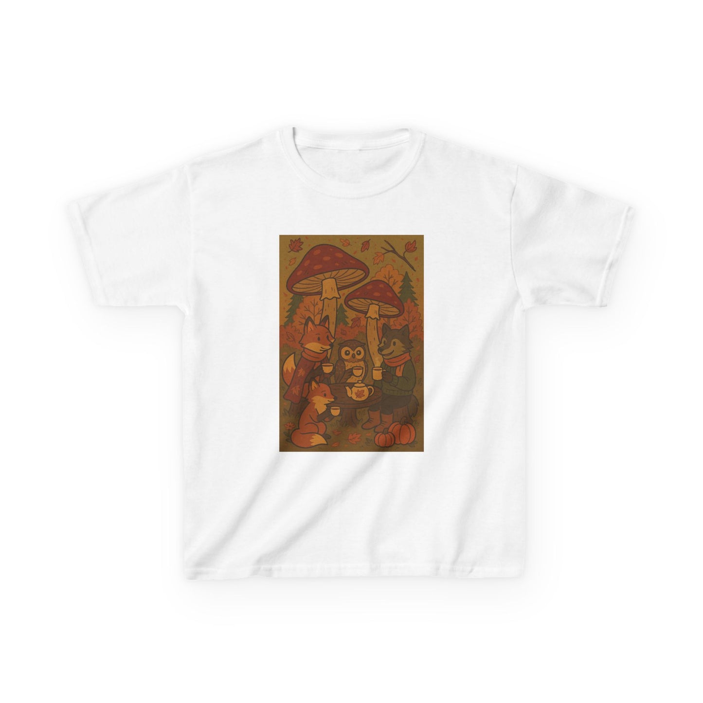 Autumn Whimsical Mushroom Tea Party Kids Tee
