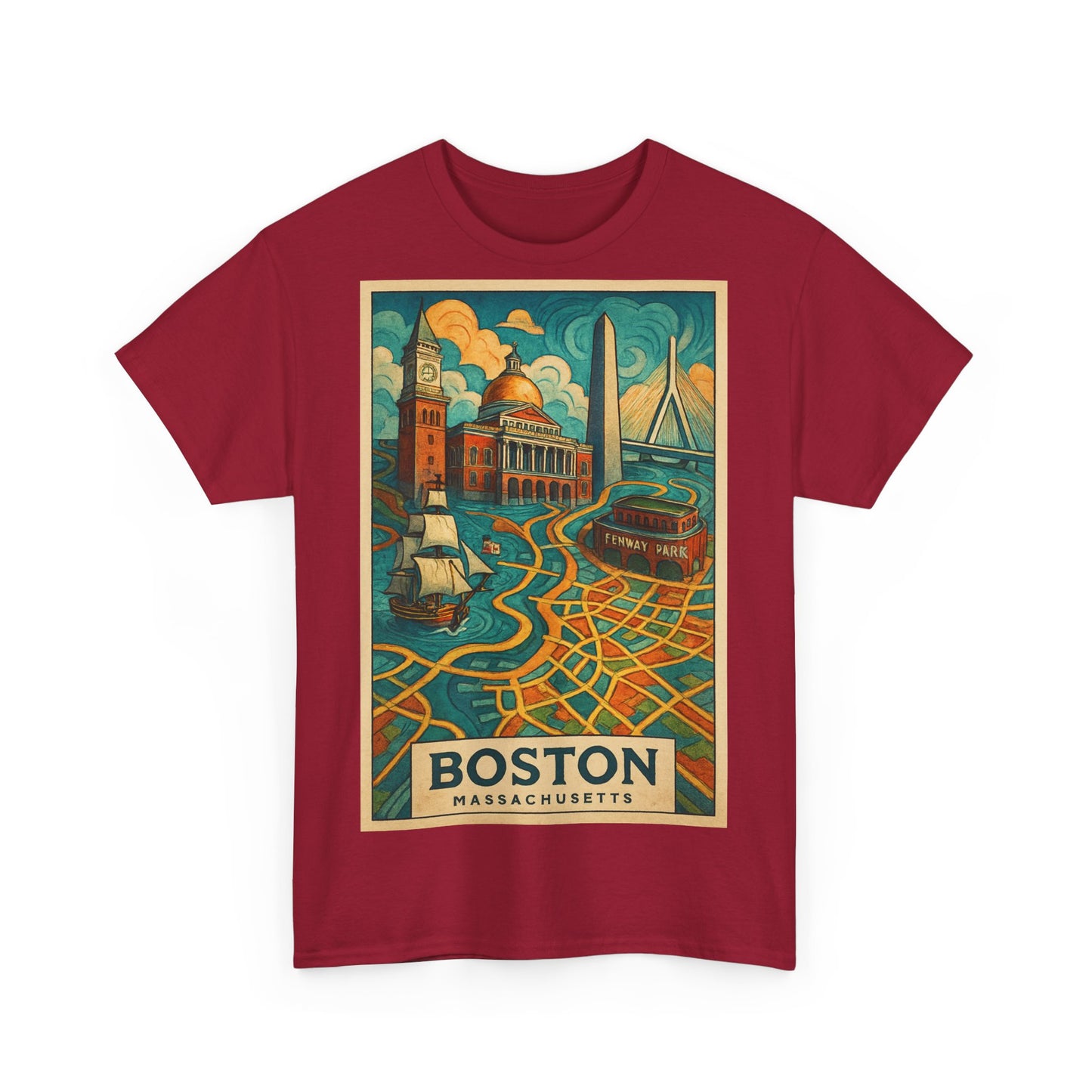 Adult Unisex Boston Surreal Travel Art Tee