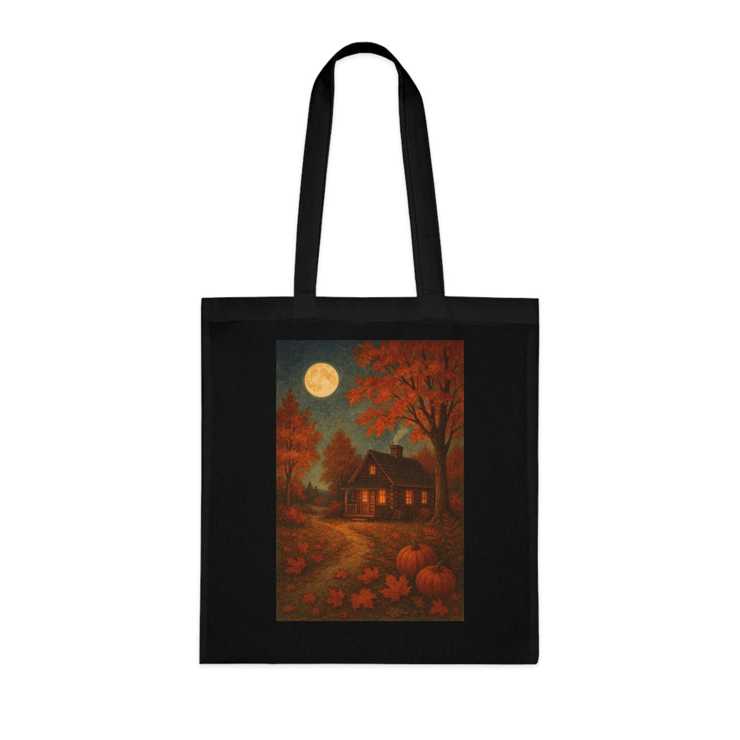 Autumn Cozy Cabin Themed Cotton Tote Bag