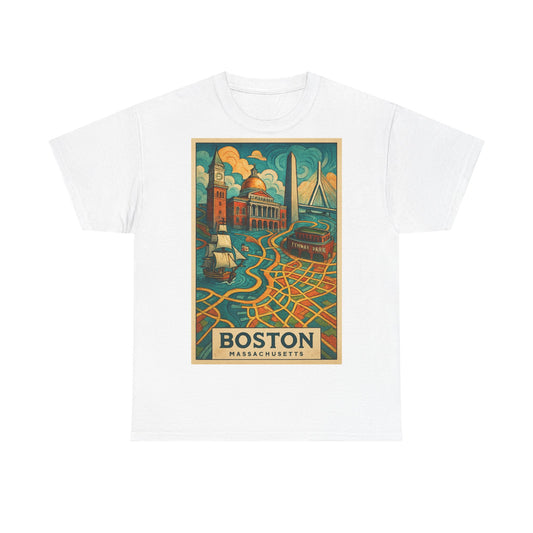 Adult Unisex Boston Surreal Travel Art Tee