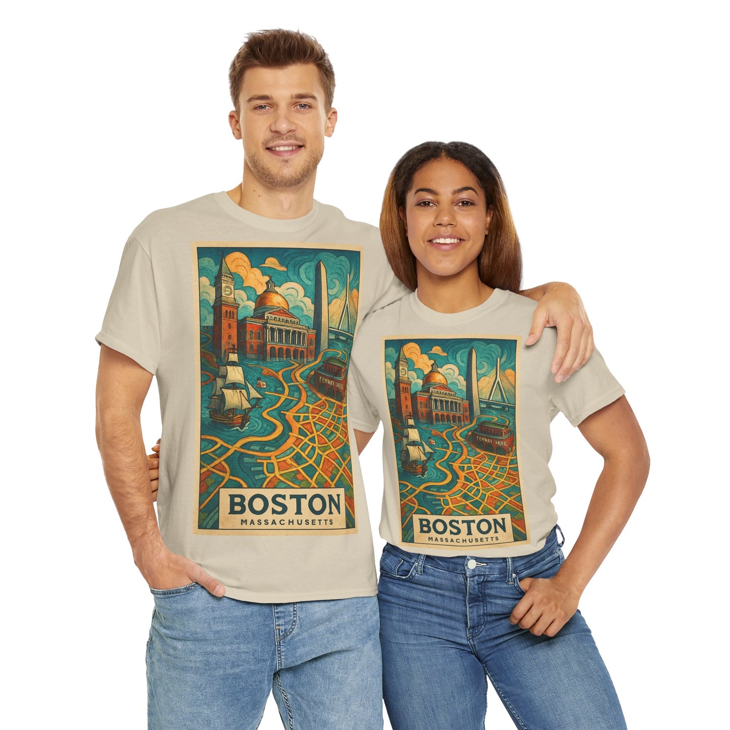 Adult Unisex Boston Surreal Travel Art Tee