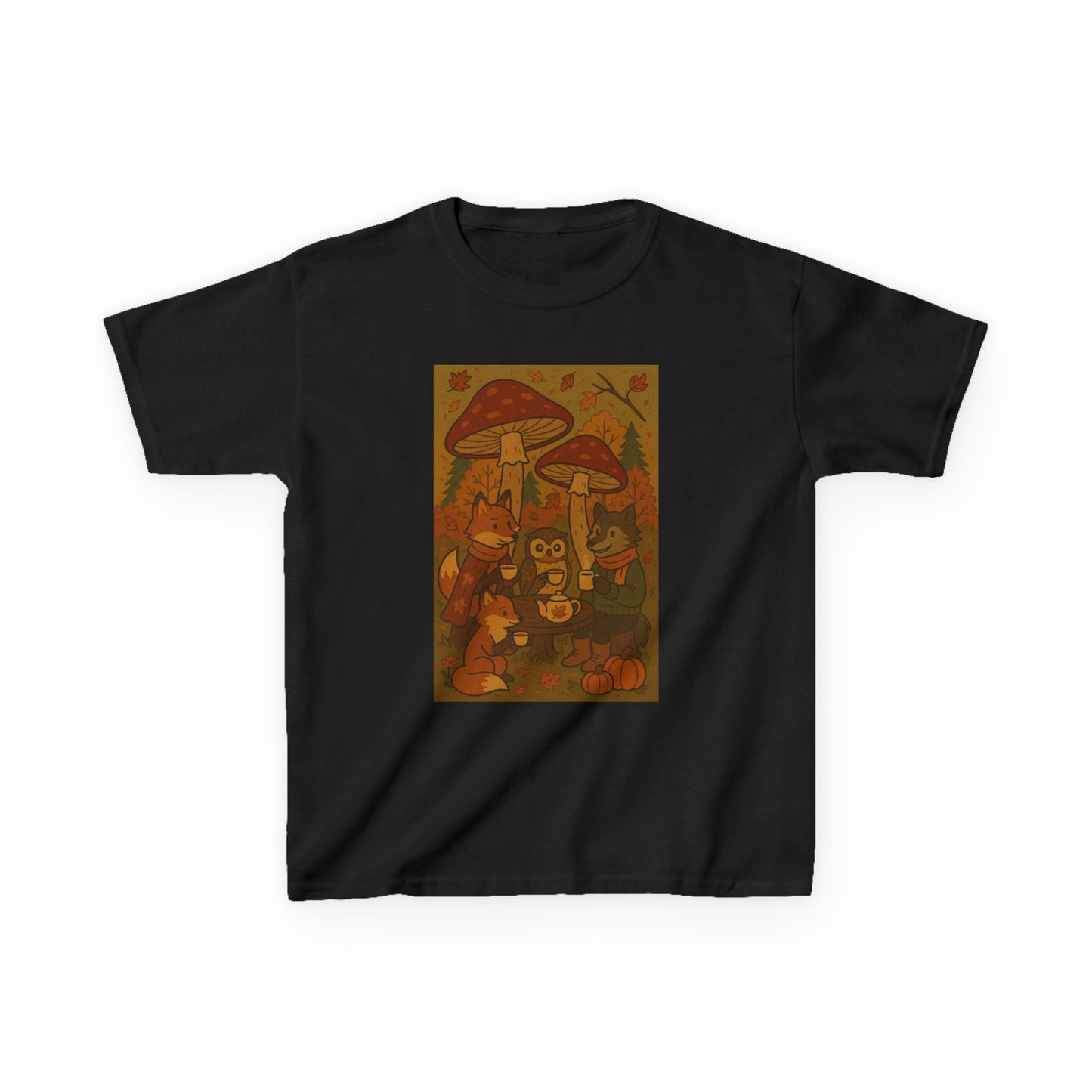 Autumn Whimsical Mushroom Tea Party Kids Tee