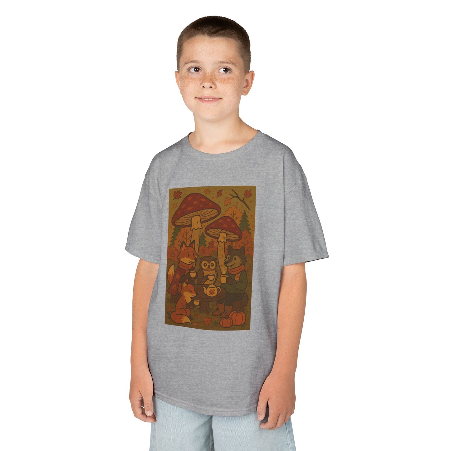 Autumn Whimsical Mushroom Tea Party Kids Tee