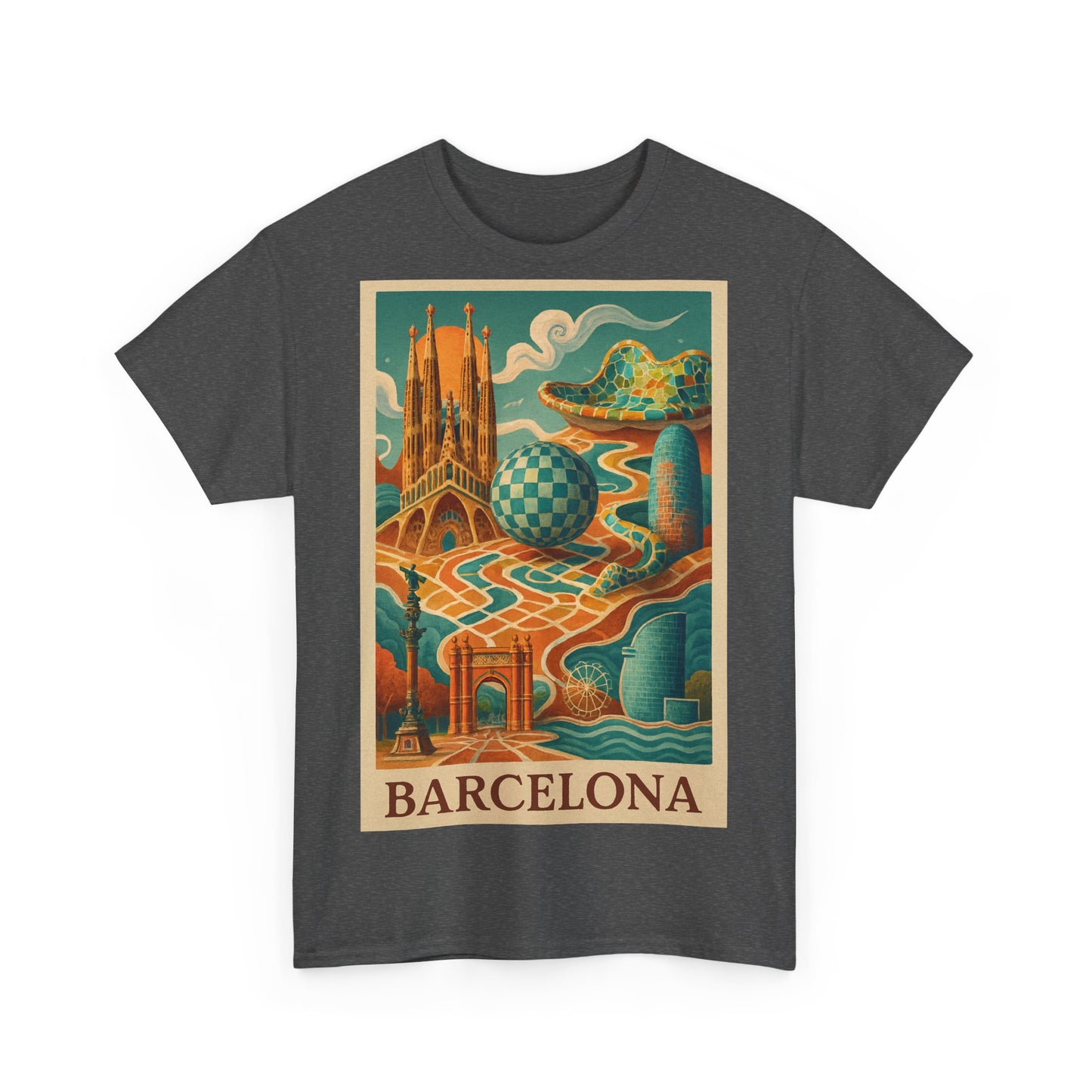Adult Unisex Vintage Surreal Barcelona Graphic Tee
