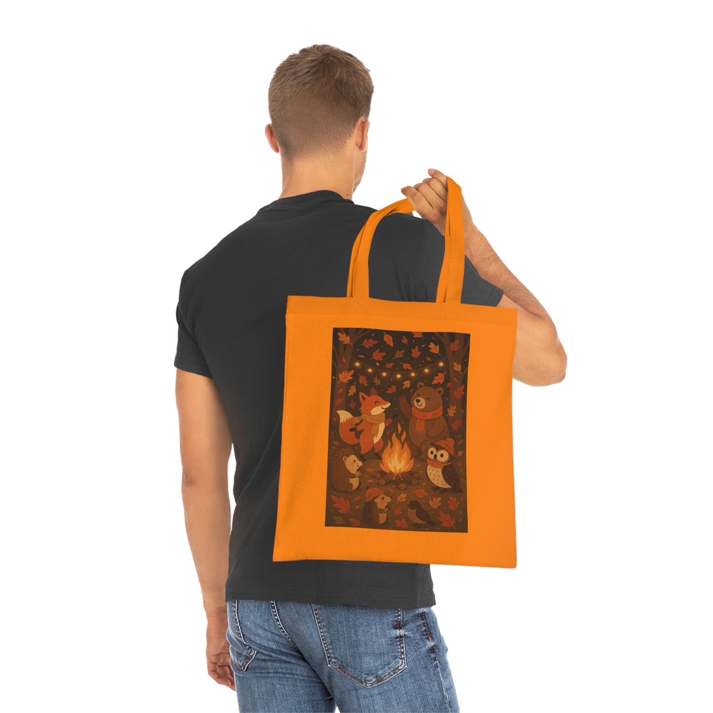 Cozy Campfire Woodland Animals Cotton Tote Bag