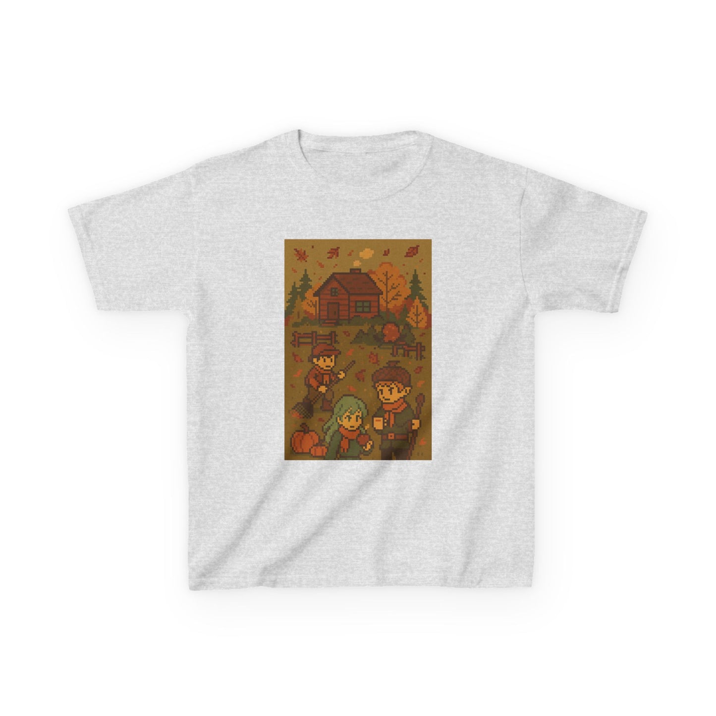Autumn Kids Pixelated Cabin Theme Tee