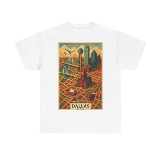Adult Unisex Dallas Surreal Vintage Map Tee
