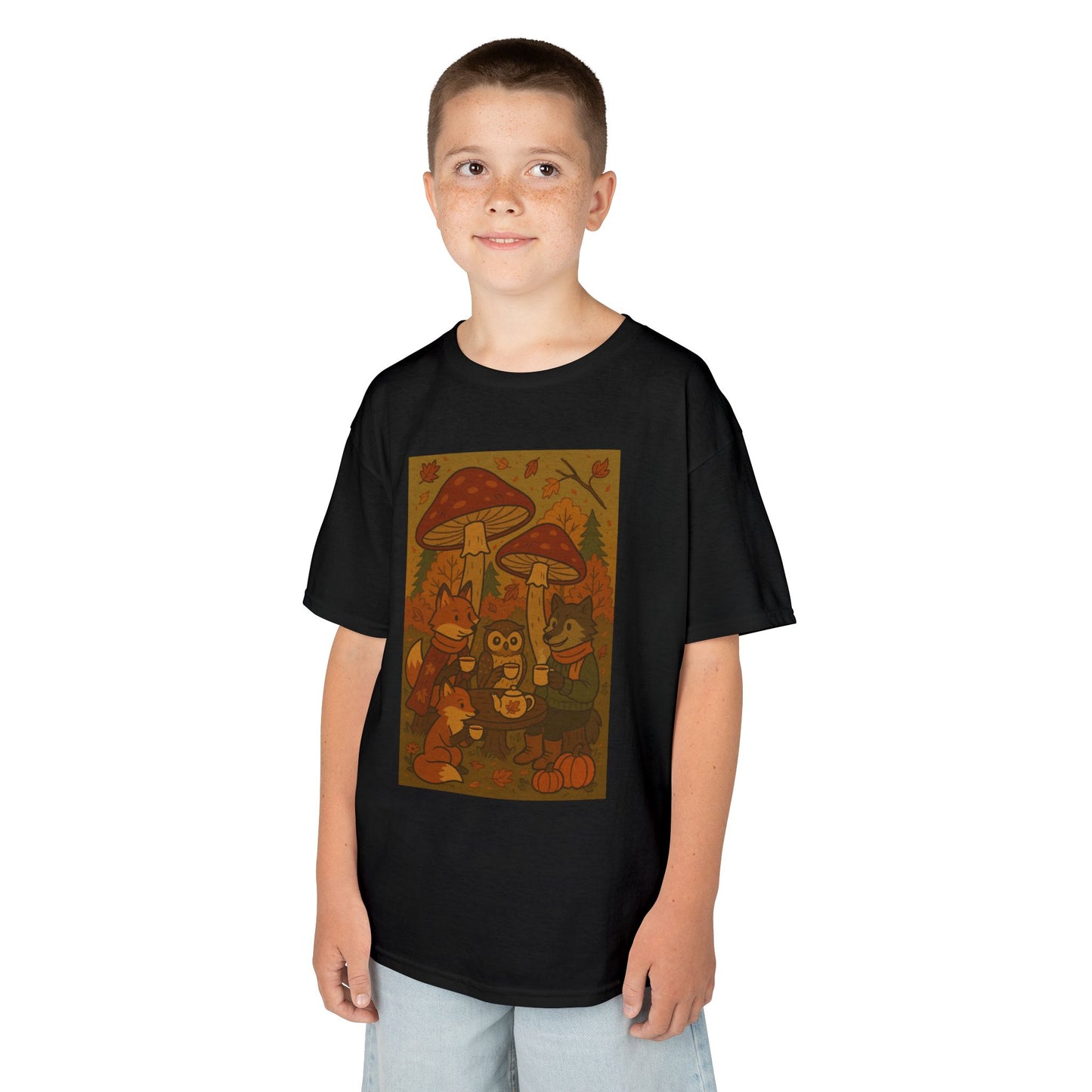 Autumn Whimsical Mushroom Tea Party Kids Tee